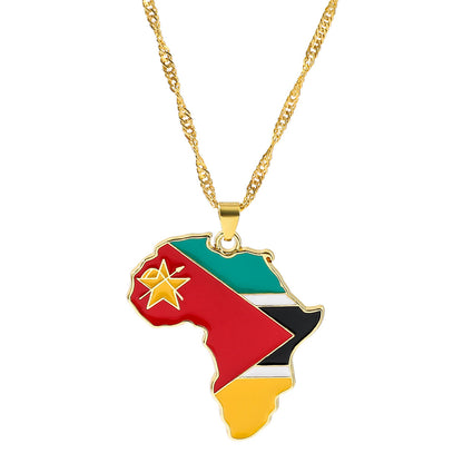 Collier Pendentif Carte D'Afrique Moderne En Alliage Durable Avec Électroplacage Pour Un Style Voyage Élégant