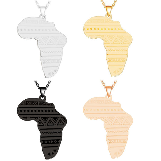 Collier En Acier Inoxydable Égyptien Ancien Unisexe Pendentif Géométrique 46x28 mm Électroplaqué Argent Or Noir