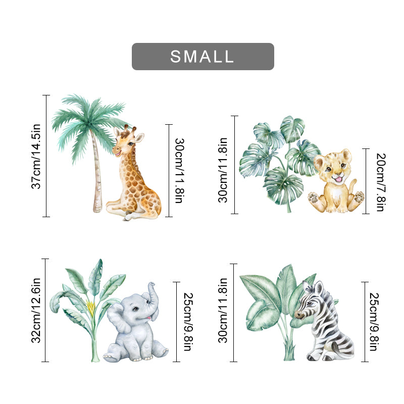 Sticker Mural Boho Grand Format Animaux Sauvages Africains Dans Un Paysage Tropical Avec Arbre