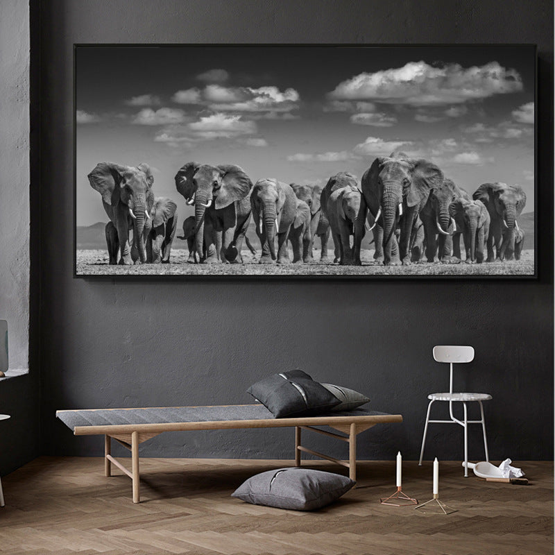 Tableau Déco Famille Éléphants Afrique Sur Toile Sans Cadre Moderne Pour Salon Ou Chambre