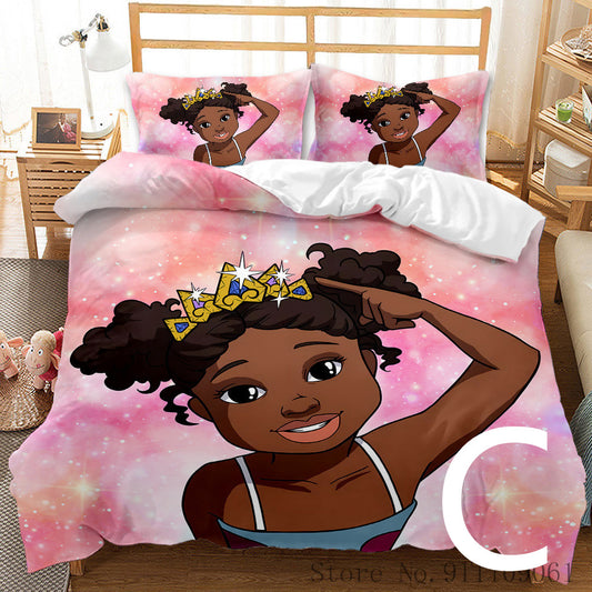 Ensemble De Linge De Lit Pour Fille Africaine Decoration De Chambre Enfant Polyester Durable Et Ludique