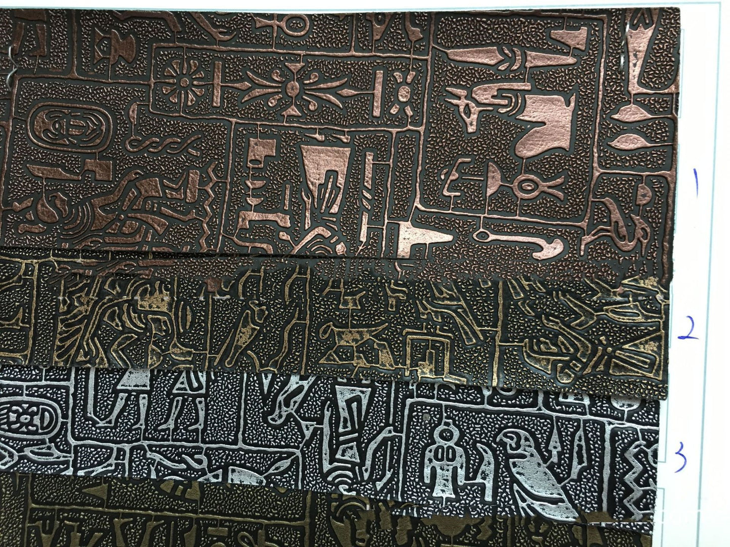 Tissu Cuir Artificiel PVC Motif Antique Égyptien Largeur 137 Cm Épaisseur 0,6 Mm Pour Accessoires Déco