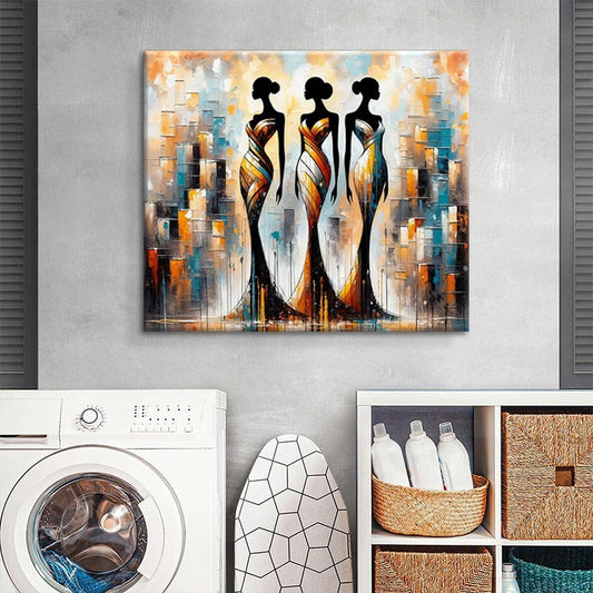 Grande Peinture Abstraite Faite À La Main Représentant Une Femme Africaine Texturée Sur Toile Pour Salon Décoration