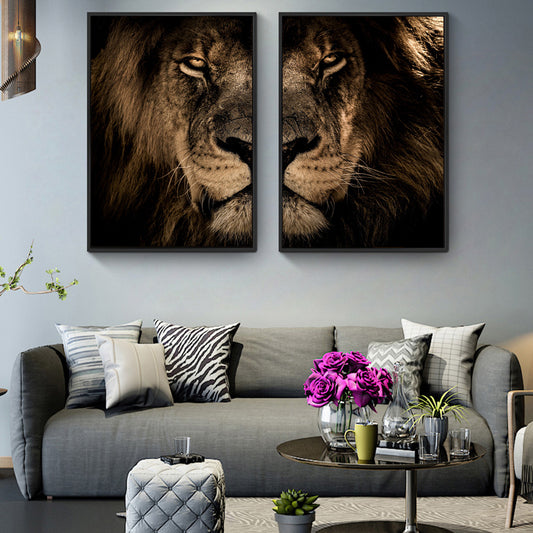 Tête De Lion De Afrique Moderne Sur Toile Modulable Pour Décoration Murale Puissante Et Élégante Spray Paint