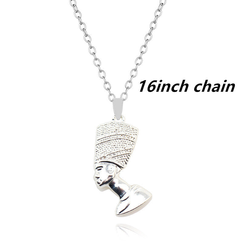 Pendentif Tête de Pharaon Hip Hop Collier Streetwear Égypte Ancienne Alliage Zinc Robuste
