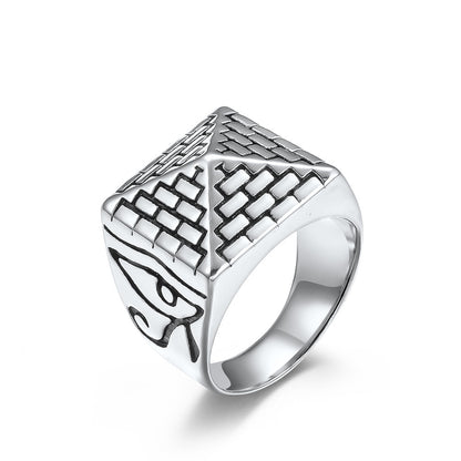 Bague Pharaonique Horus Oeil Pyramide En Acier Inoxydable Design Moderne Pour Tous Styles Audacieux